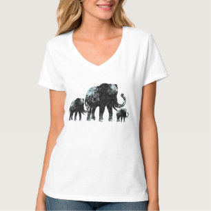 Camiseta Família Elefante de Flores Pretas