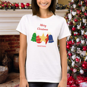 Camiseta Família Elegante de Enfeites de natal antigos