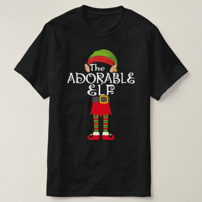Camiseta família elf adorável combinando o natal (Frente do Design)