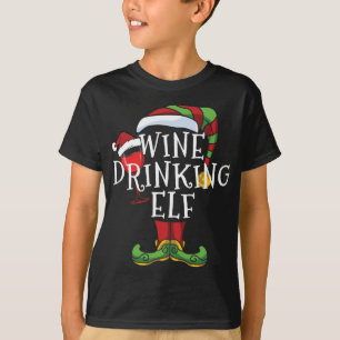 Camiseta Família Elf Bebendo De Vinho Engraçada De Natal