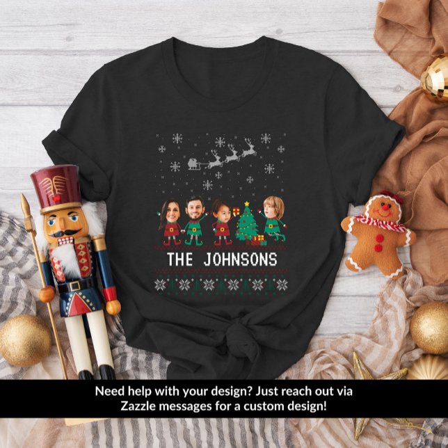 Camiseta Família Elf de Natal Personalizada e Engraçada (Criador carregado)