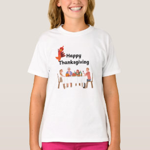 Camiseta Família em mesa com peru