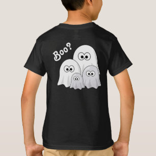 Camiseta Família Fantasma Bonita Perguntando "Boo"?