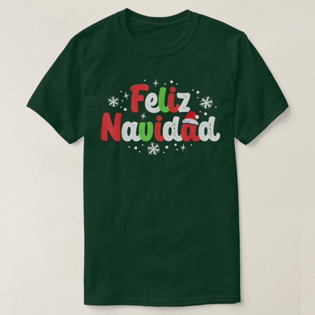 Camiseta Família Feliz Navidad Matching Natal Espanhol (Frente do Design)