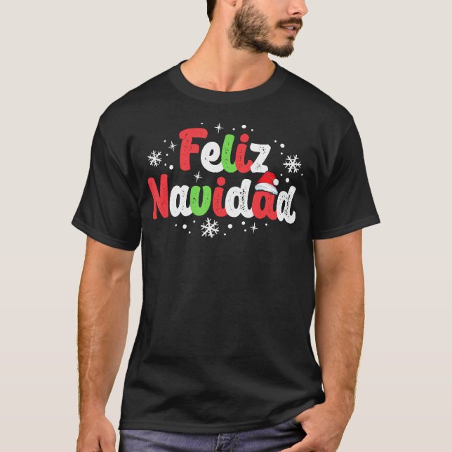 Camiseta Família Feliz Navidad Matching Natal Espanhol (Frente)