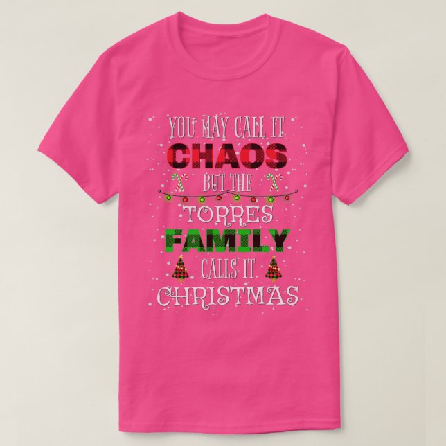 Camiseta Família Funny Torres Caos de Natal Dizendo Matchin (Frente do Design)