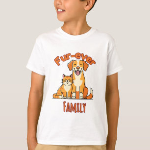 Camiseta Família Fur‑ever – Gato Fofo e Cachorro para Pais 