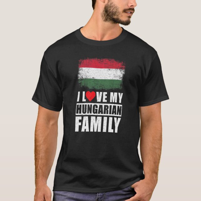Camiseta Família Húngara Eu Amo Minha Família Húngara Hunga (Frente)