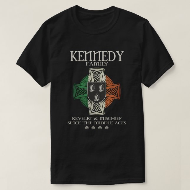 Camiseta Família Kennedy braço Irlanda - cruz celta irlande (Frente do Design)