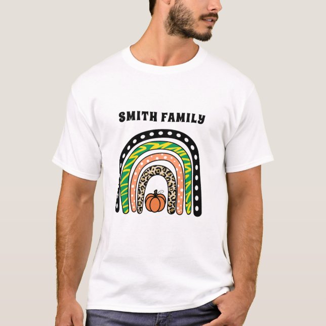 Camiseta Família Leopard Rainbow Correspondendo à fantasia  (Frente)