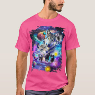 Camiseta Família Lobos Lobos Espaciais Cósmicos Howling Gal