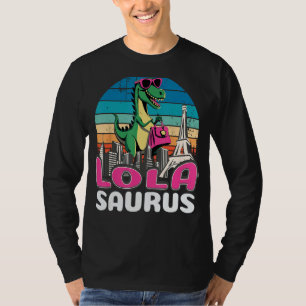 Camiseta Família Lolasaurus T Rex Dinosaur Lola Saurus