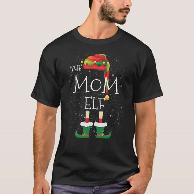 Camiseta Família Mãe Elf Correspondendo Grupo de Natal Engr (Frente)
