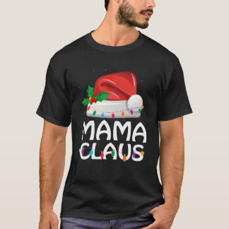 Camiseta Família Mama Claus Santa Hat Correspondente no Nat