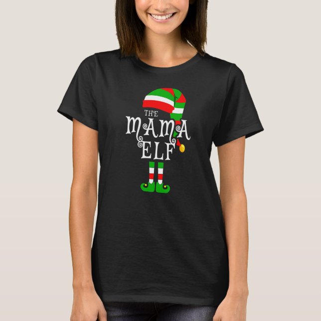 Camiseta Família Mama Elf de Natal Correspondente Grupo de  (Frente)