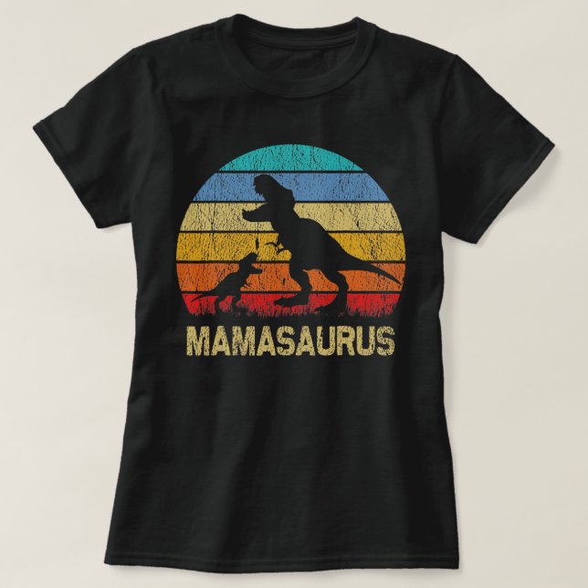 Camiseta Família MamaSaurus T Rex Dinosaur Mama Saurus (Frente do Design)