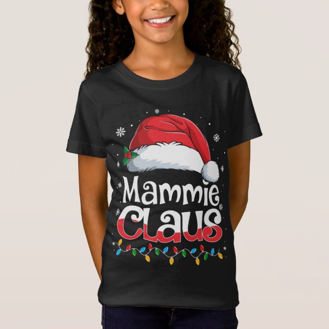Camiseta Família Mammie Claus Santa Hat Correspondente Nata (Frente)