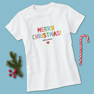 Camiseta Família Moderna Colorida Feliz de Natal
