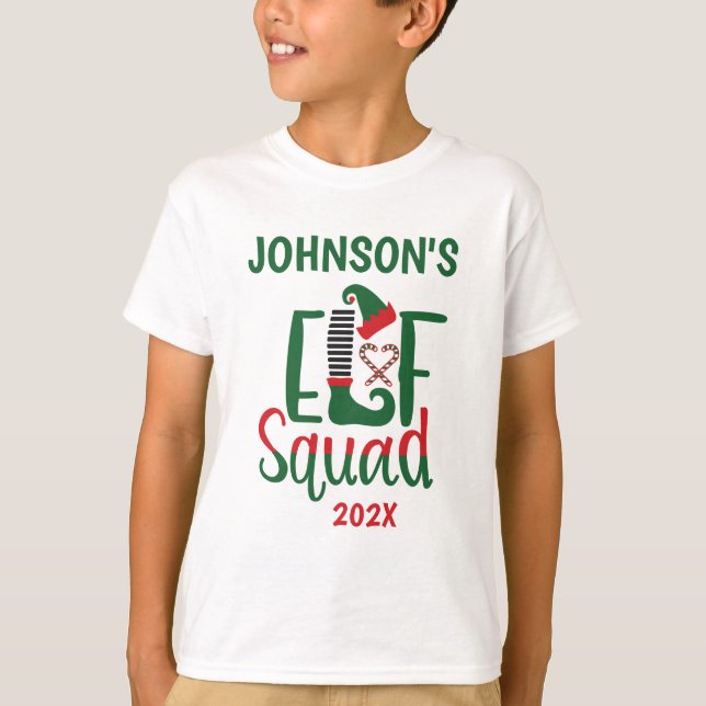 Camiseta Família Moderna Correspondente ao Elf Squad no Nat (Frente)