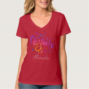 Camiseta Família Monograma Bonita De Natal Personalizada Co