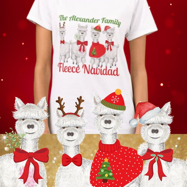 Camiseta Família Natal Alpaca Fleece Navidad (Celebrate this festive seaon with a personalised alpaca tee!)