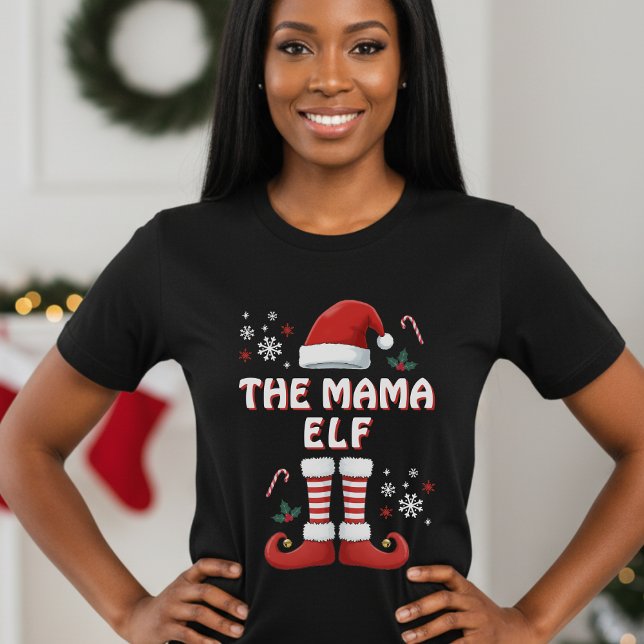 Camiseta Família Natal Elf Correspondendo Engraçado T-Shirt (Christmas Elf Family Matching Funny Black T-Shirt
)