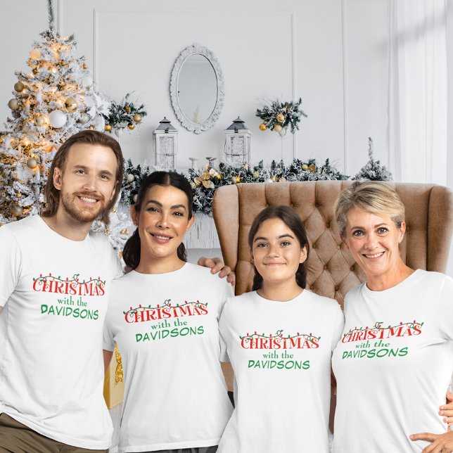 Camiseta Família Natal Festivo Nome Natal (Criador carregado)