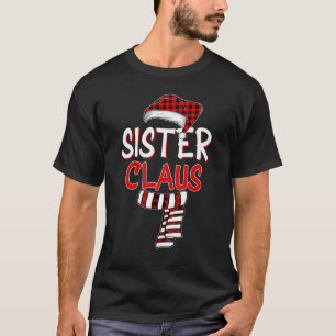 Camiseta Família Natal Santa Claus xadrez Vermelha Irmã Cla