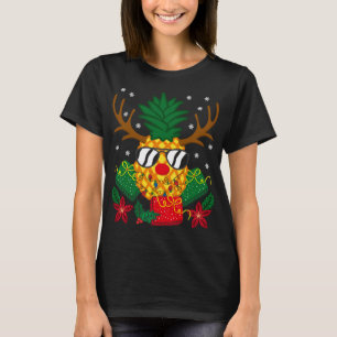 Camiseta Família natalícia Reindeer Deer Pineapple Sung