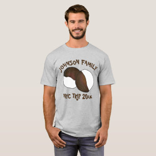 Camiseta Família NYC Trip Personalizada Cookie Branco e Pre