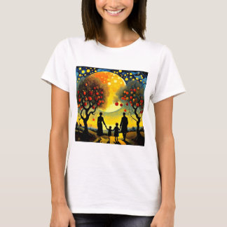 Camiseta Família olhando para o céu noturno