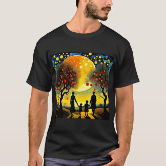 Camiseta Família olhando para o céu noturno