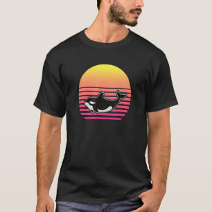 Camiseta Família Orca Vintage Retro Art Killer Whales Famil