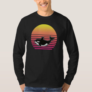 Camiseta Família Orca Vintage Retro Art Killer Whales Famil