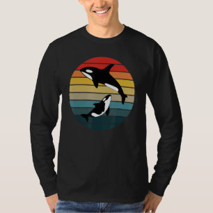Camiseta Família Orca Vintage Retro Família de Baleias Assa