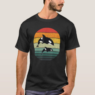 Camiseta Família Orca Vintage Retro Família de Baleias Assa