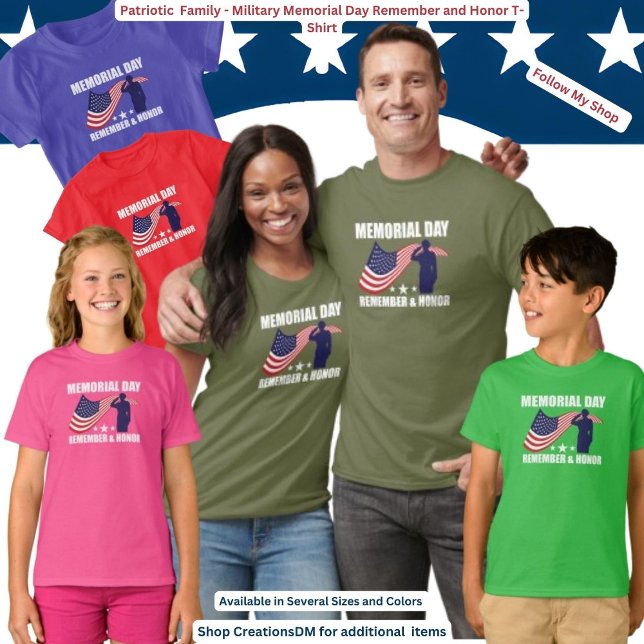 Camiseta Família Patriótica - Dia Memorial Lembre-se e Honr (Criador carregado)