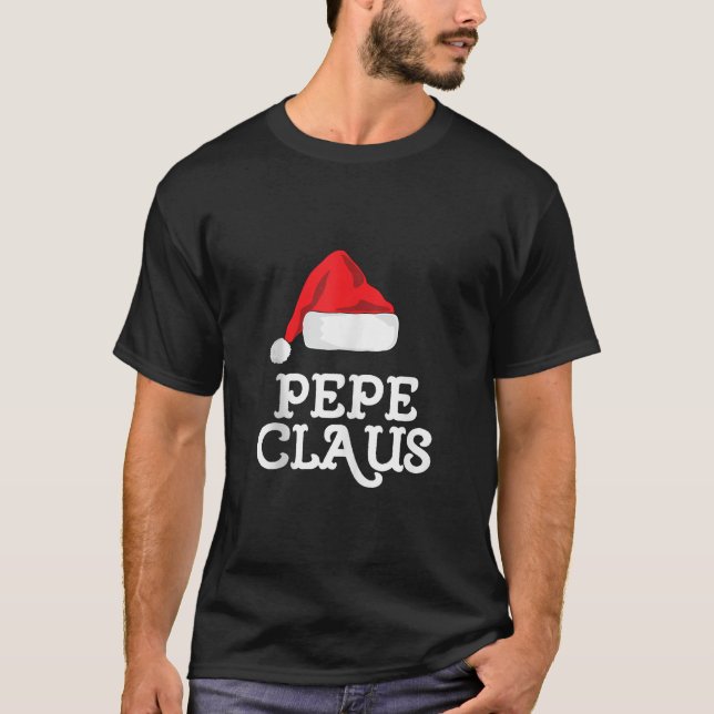 Camiseta Família Pepe Claus Papais noeis de Natal Chapéu Pa (Frente)
