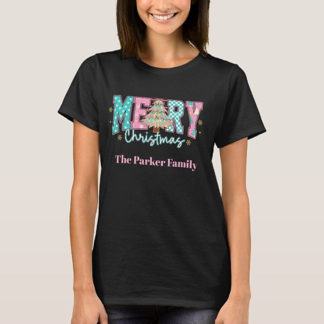 Camiseta Família Personalizada de Meninas de Feliz Natal (Frente)