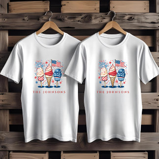 Camiseta Família Personalizada de Picolés Patrióticos Moder