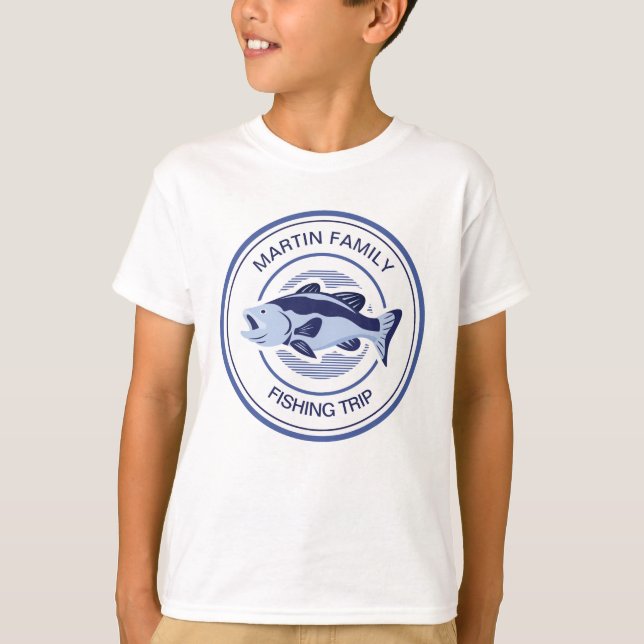 Camiseta Família Personalizada Pescaria Blue Lake Bass Kids (Frente)