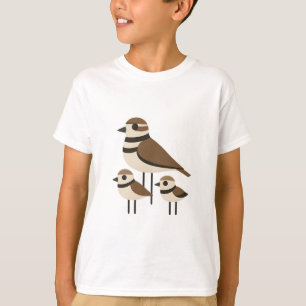 Camiseta Família Plover - Trio de Pássaros Curtos Minimalis