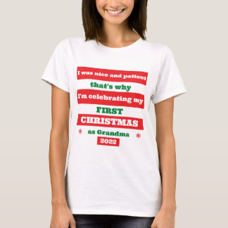 Camiseta Família Primeiro Natal como uma citação engraçada
