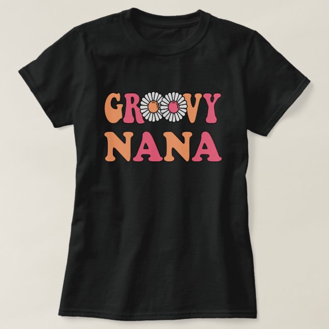 Camiseta Família Retro Groovy Nana Matching (Frente do Design)