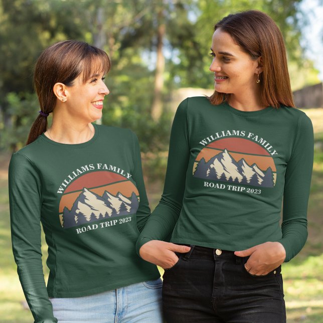 Camiseta Família Reunion Road Trip Mountain Sunset Personal (Criador carregado)