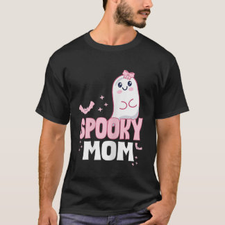 Camiseta Família Spooky Mãe, Fofo Branco Rosa, Ghost Boo Ha