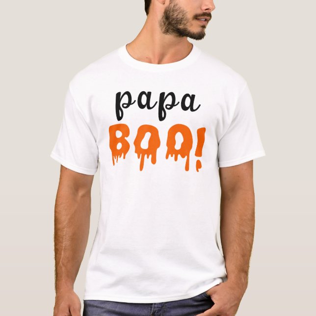 Camiseta Família Spooky Papa Boo Orange Halloween (Frente)