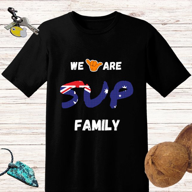 Camiseta Família SUP, bandeira australiana e mão shaka (Criador carregado)