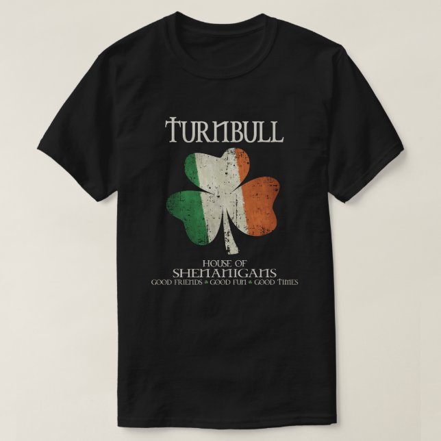 Camiseta Família Turnbull de sobrenomes Irlanda (Frente do Design)