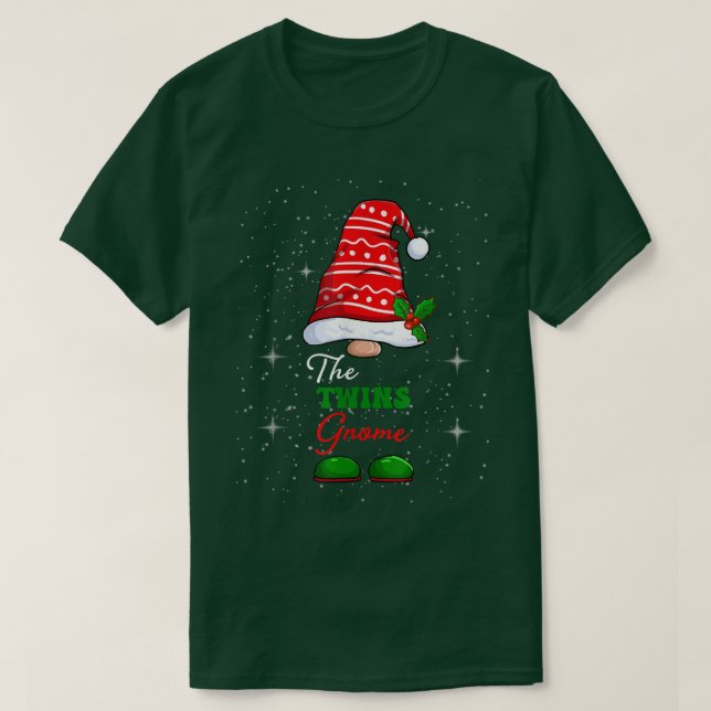 Camiseta Família Twins Gnomo Correspondendo ao Natal Engraç (Frente do Design)